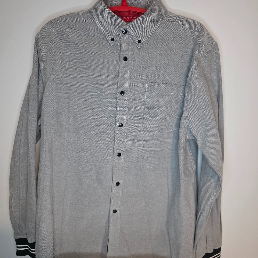 Denim House Men' Gray Snap Front Shirt Size XXL